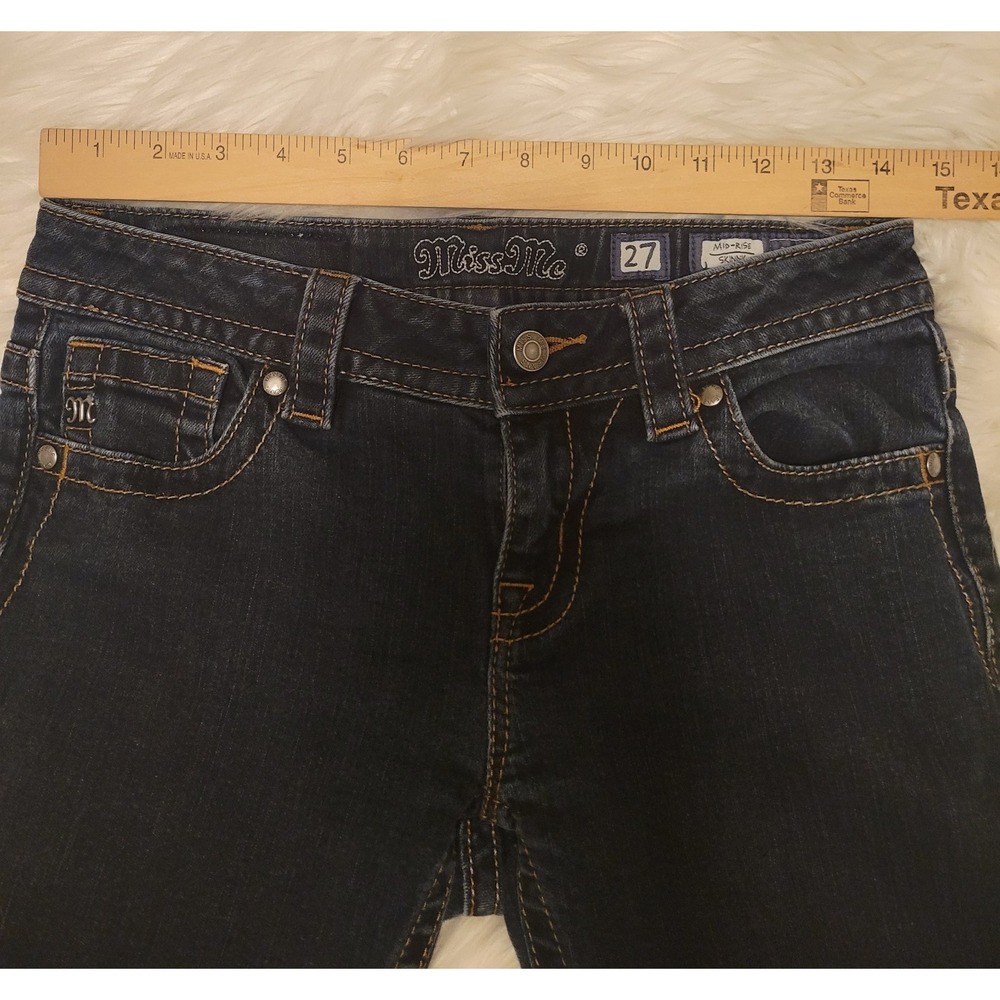Miss Me Jeans Women's 27 Dark Wash Denim Mid Rise Skinny Stretch Denim - Picture 5 of 10